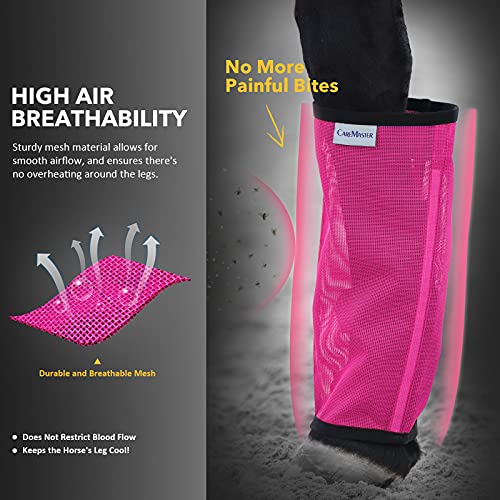 Caremaster Fine Mesh Fly Boots Loose Fitting & Non-Slip Horse Fly Leggings No More Horsefly Nuisance Greatly Reduce Stomping Breathable With Natural Air Flow (Set Of 4) Magenta Large thumb #2