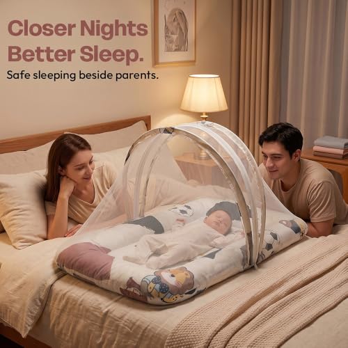Image of StarAndDaisy 3 in 1 Baby Mosquito net for Sleeping, Mosquito net for Newborn Baby with Washable Design, Soft and Comfortable Bed.