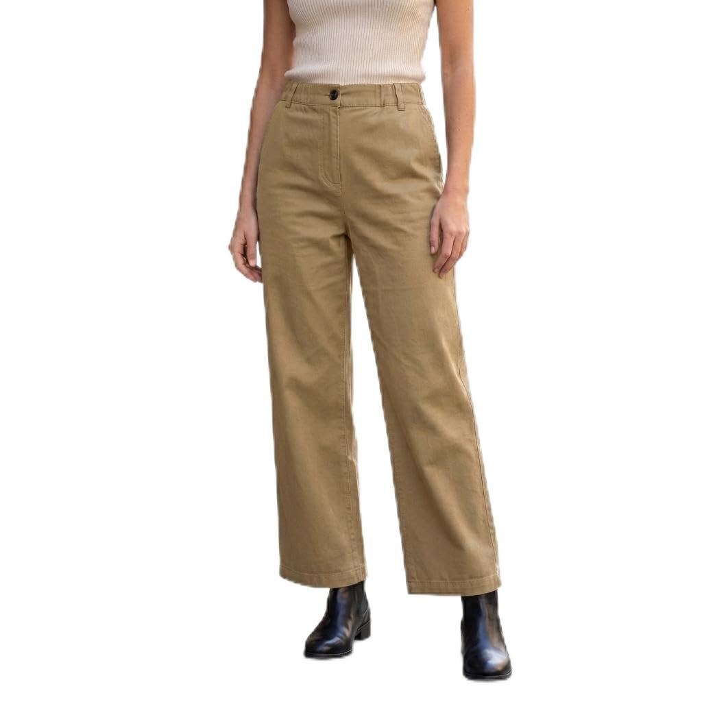 minato Women's Cotton Linen Straight Leg Pants, High Waist Casual Trousers with Elastic Back Waist, Button Closure, Relaxed Fit Ankle Length Pants with Pockets-picture-40