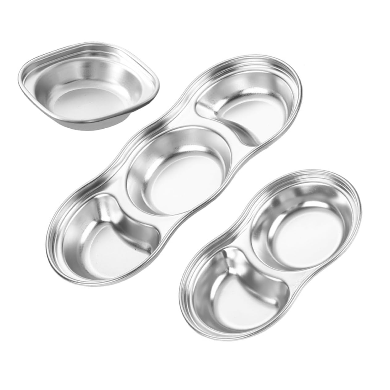 CIYODO Mini Condiment Dish 3pcs Sauce Dishes Practical Grid Appetizer Serving Tray