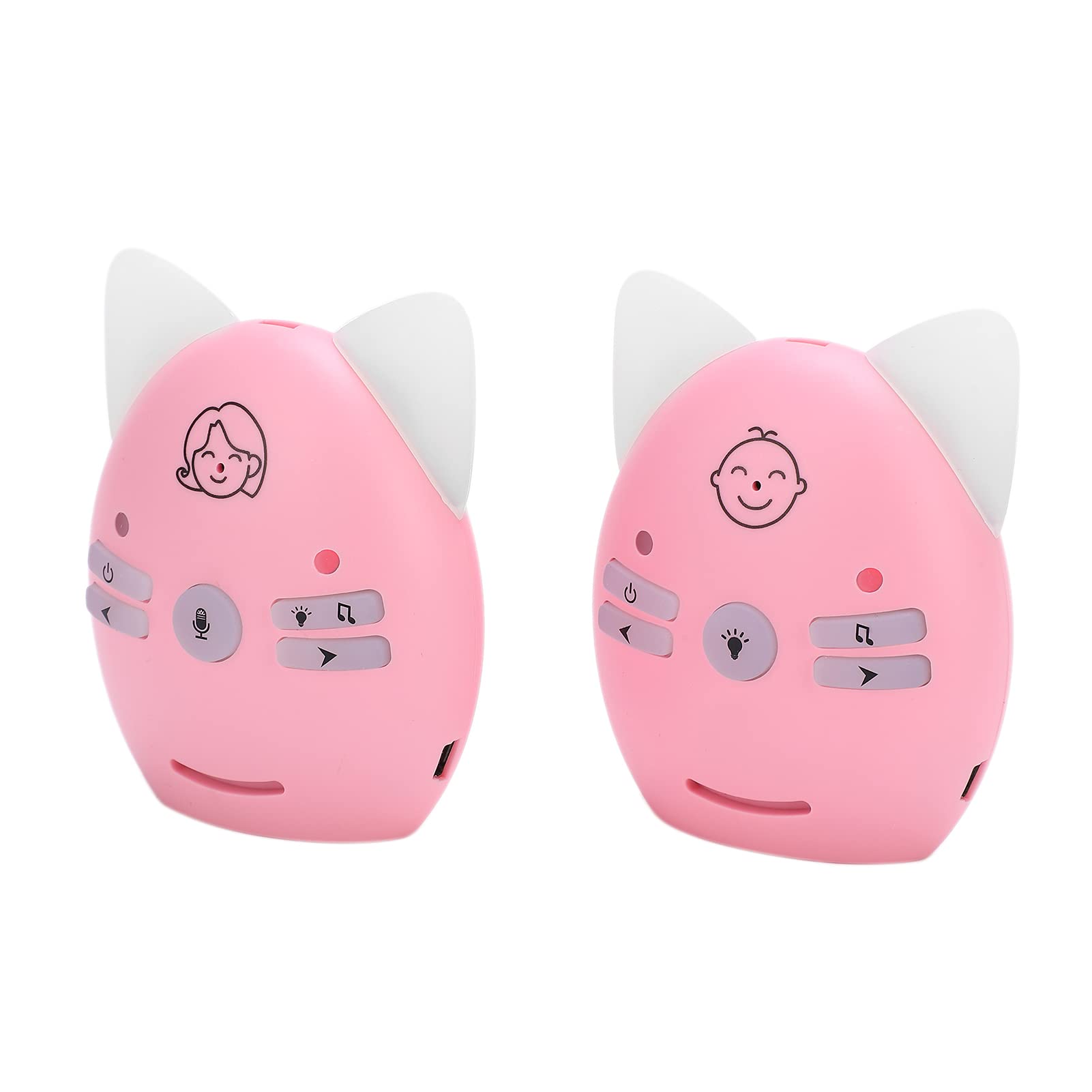 Babyphone Audio sans Fil, Design Dessin animé, avec Conversation Bidirectionnelle, Veilleuse Musicale, Portée de 300 M (Plug EU (100-240V AC))