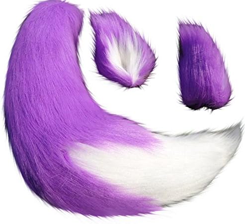 Shopular Anime Spice and Wolf Holo Kamisama Kiss Fox/Cat Plush Tail Ears Prop Cosplay (Purple), 25"