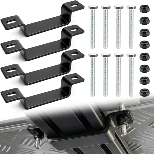 JERBOR 4pcs Roof Top Tent Mounting Clamp for Jeep, 3-1/4' x 1' U Bracket Rustproof Carbon Steel Roof Rack Mount, Sturdy Rooftop Tent Accessories for Jeep