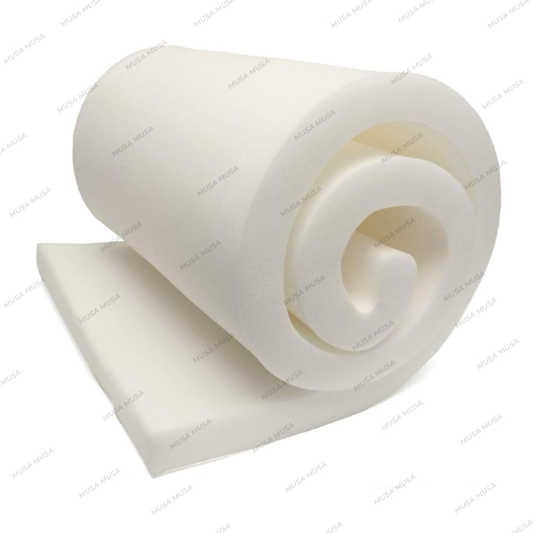 MUSA MUSA High Density White Upholstery Foam Sheet (20x20x2IN) High Chair Sofa Bed Bench Cushion Seat Pads Sofa Cushions Wheelchair Cushion Chair Pads Floor Cushion Foam Cut to Size