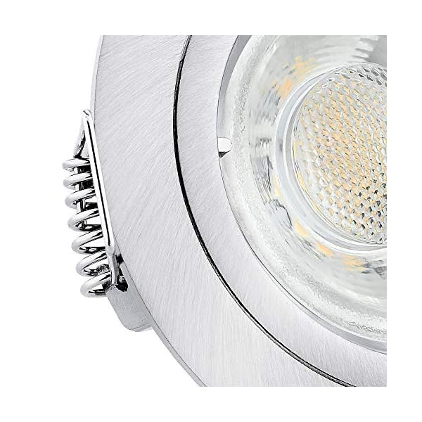 linovum® 10er Set Einbaustrahler LED GU10 230V - runde Einbauspots Edelstahl gebürstet Optik inkl. LED GU-10 neutralweiß… – Bild 6