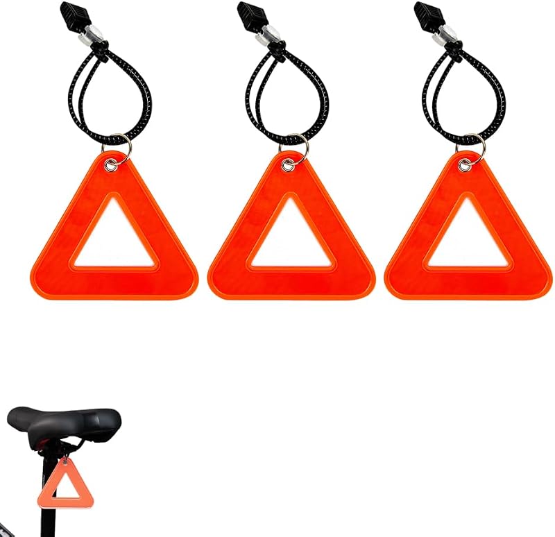 Reflective Triangle Pendant, 3PCS Multi Color Warning Light Reflector with Elastic Strap, Waterproof Visibility Neon Pendant for Cycling Backpack Outdoor Use