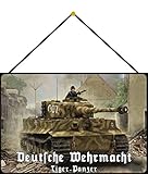 Rahmen geprägt & gewölbt FS Deut. Wehrmacht Tiger Panzer 007 Blechschild Schild gewölbt Metal Sign 20 x 30 cm mit Kordel
