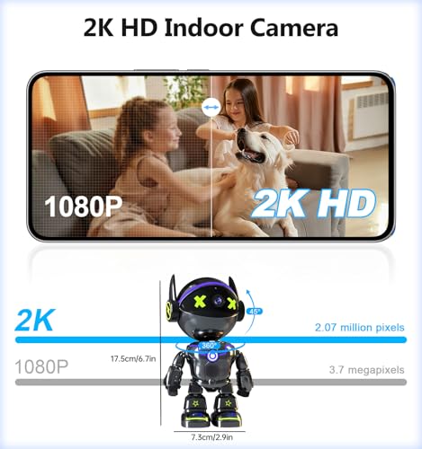 Image of Gyliziex Cameras for Home Security Indoor Robot, 2K 2.4&5Ghz Indoor Camera WiFi Wireless Pet /Nanny /Dog Camera Phone App, Human Detection Color Night Vision, 2 Way Talk