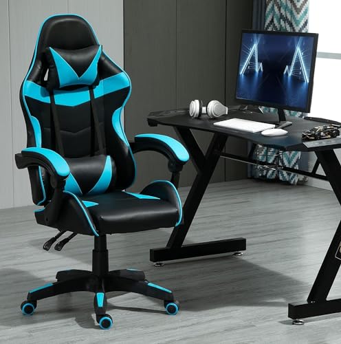mcc direct Swivel Faux Leather Office Chair Racing Sports Gaming Tilt Computer Desk Chair with...