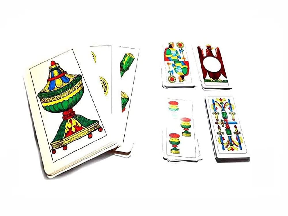 2 MAZZI, 1 MAZZO CARTE PIACENTINE GIGANTI 18,5X10 CM E 1 MAZZO CLASSICO 9,5X5 CM SCOPA BRISCOLA SCOPONE SCIENTIFICO