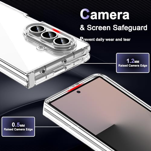 Image of Case for Samsung Galaxy Z Fold 7, Military Grade Drop Protection Clear Phone Case, Yellowing Resistant, Anti-Scratch Hard PC Back, Shockproof Hard Ultra-Thin Protective Cover, Transparent
