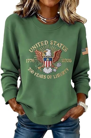 Women's 250 Anniversary USA Shirt Casual 1776-2026 250th Anniversary Sweatshirt Patriotic Pullover Top
