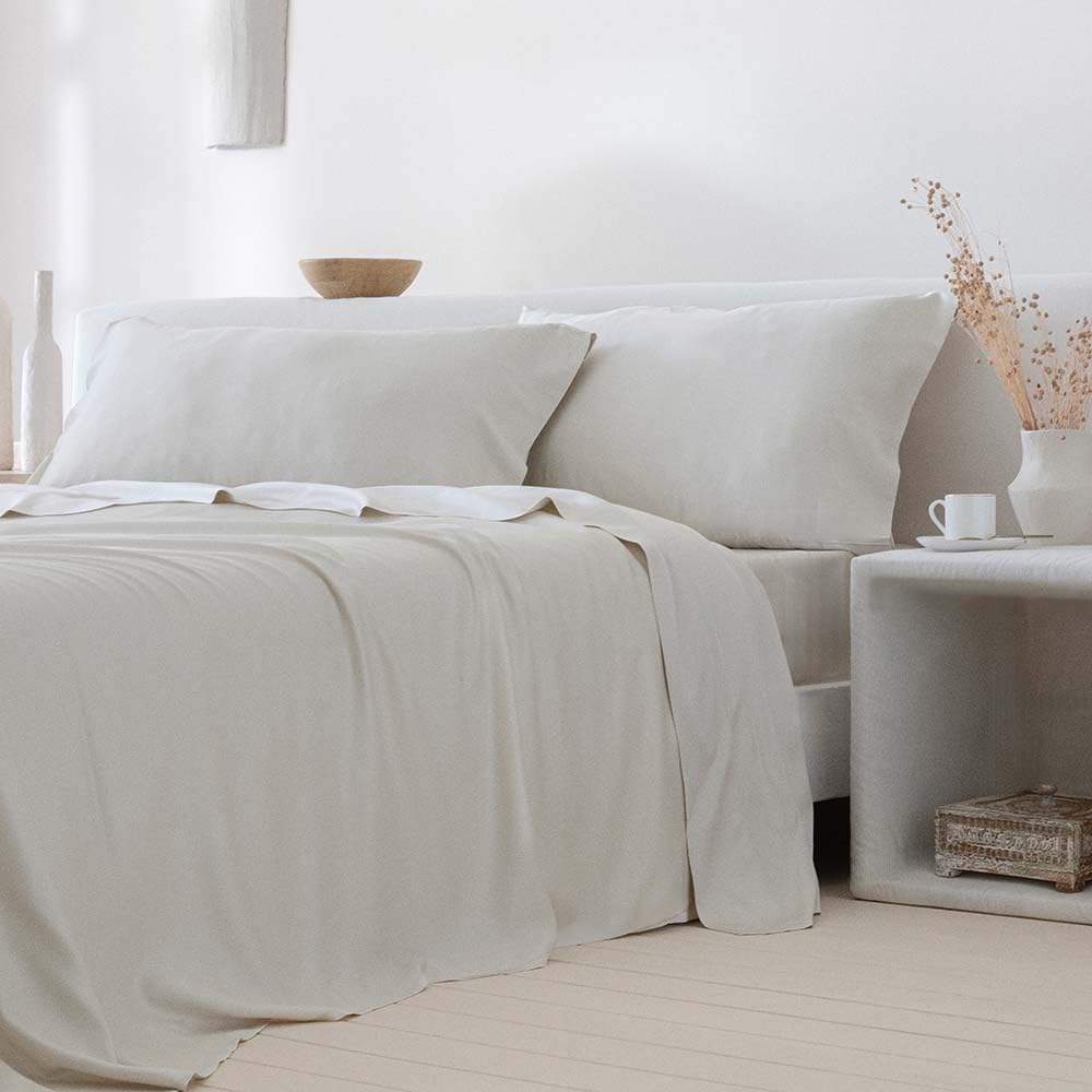 COTTON ARTean Set di lenzuola Bambù Beige. BIOLOGICO E IPOALLERGICO Letto da 160 x 190/200. colore: beige, 100% RISPETTOSE DELL'AMBIENTE.