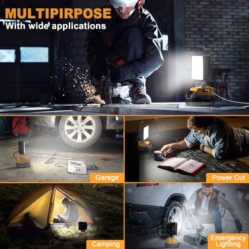 Image of MtiolHig 2Pcs Cordless LED Work Light Compatible with Dewalt 20V Battery, 112W 11200 Lumens Underhood Work Light Tool Gifts for Men, with USB & Type-C Charging Port Emergency for Workshop, Garage