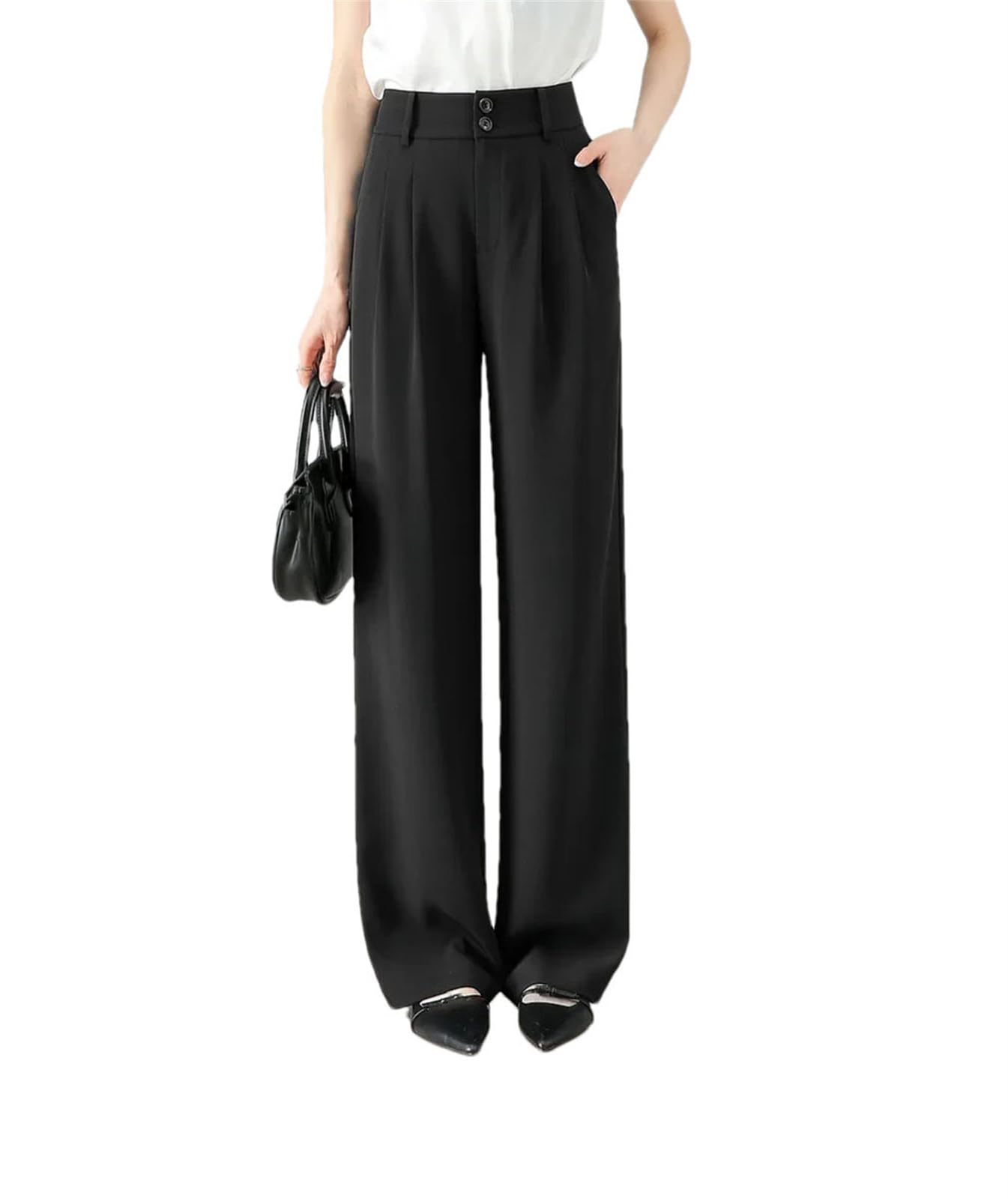 Pantalones de vestir casuales rectos para mujer, de verano, con protección solar, de secado rápido, pantalones de moda con cintura elástica