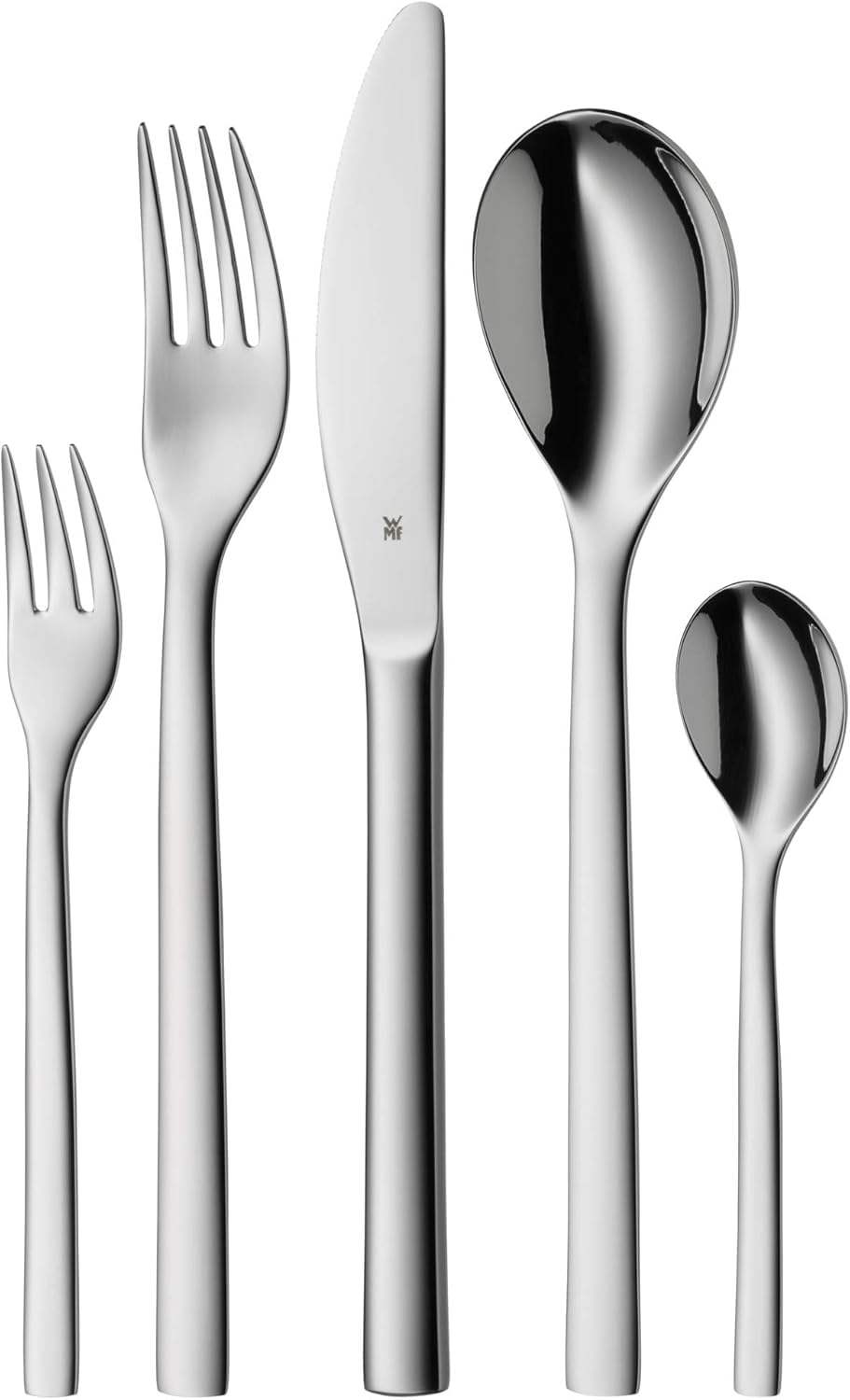 WMF Atria Besteck Set 12 Personen, Essbesteck 60 teilig & Nuova Salatbesteck Edelstahl 25 cm, Salatgabel, Servierlöffel, Cromargan Edelstahl poliert, glänzend, spülmaschinengeeignet