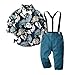 ROMIDA Jungen Gentleman Bekleidungssets Langarm Hemd Fliege Hosenträge Hose Kinder Anzug Taufanzug Hochzeit Kleidung Set Baby Strampler Jungen Outfits Set