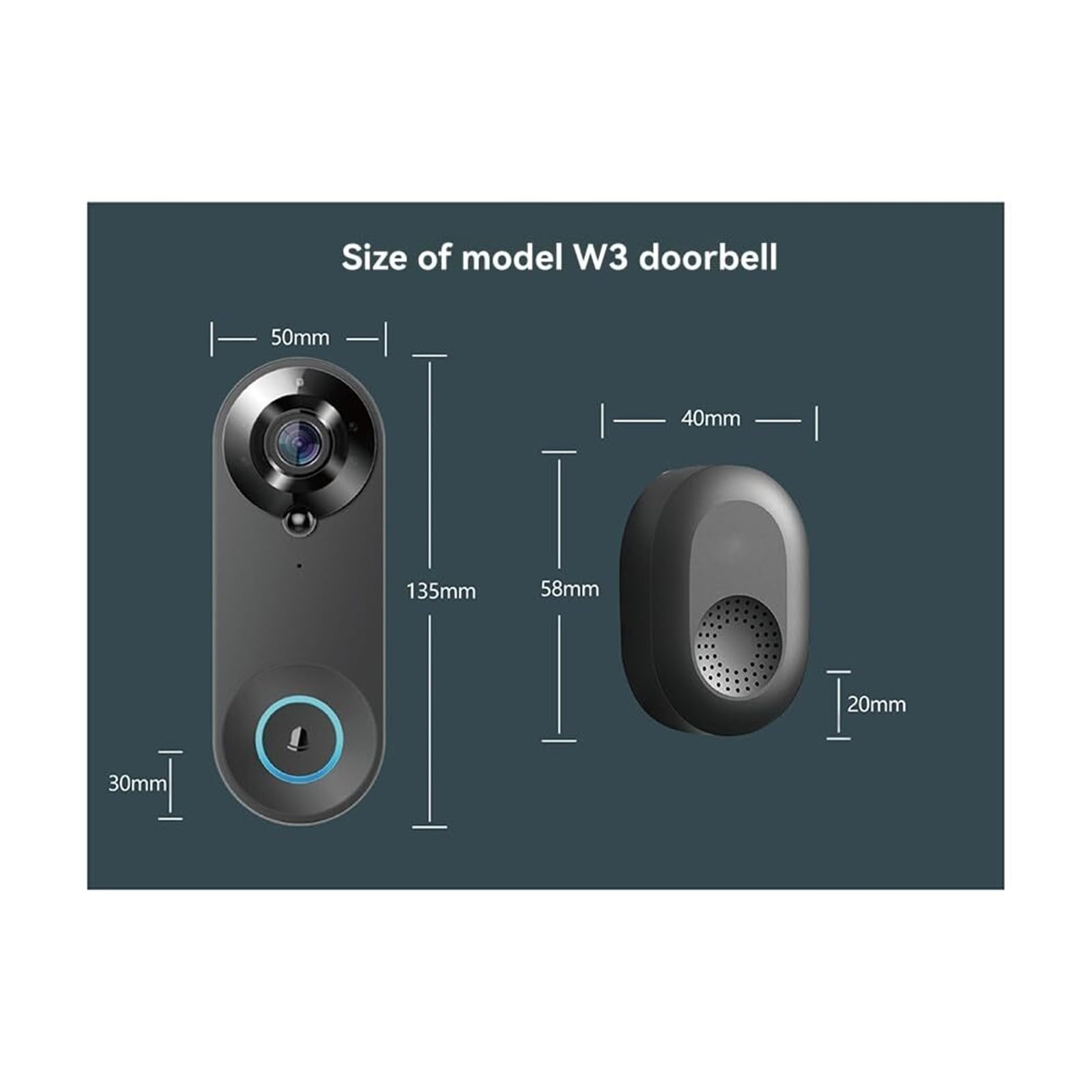 Mothdust Sonnette Video sans Fil WiFi Camara 2MP Securite Protection Dom