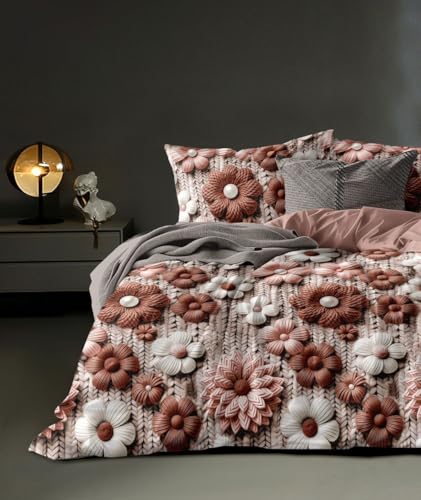 Image of DECOR2ADMIRE 300 TC Premium 7D Print Super King Size Cotton Bedsheet Set with 2 Pillow Covers | Ultra Soft 108 inch x 108 inch | Elegant Floral Designs (Floral Aura)