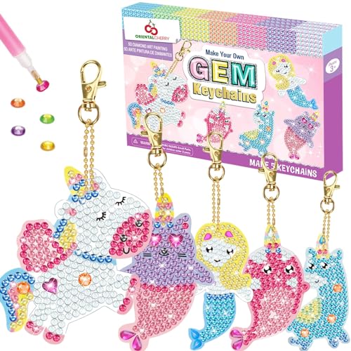 ORIENTAL-CHERRY-Arts-and-Crafts-for-Kids-Ages-8-12-Make-Your-Own-GEM-Keychains-5D-Diamond-Art-Painting-by-Numbers-Kits-Girls-Kids-Ages-3-5-4-6-6-8-Toys-Birthday-Christmas-Gifts-Stocking-Stuffers