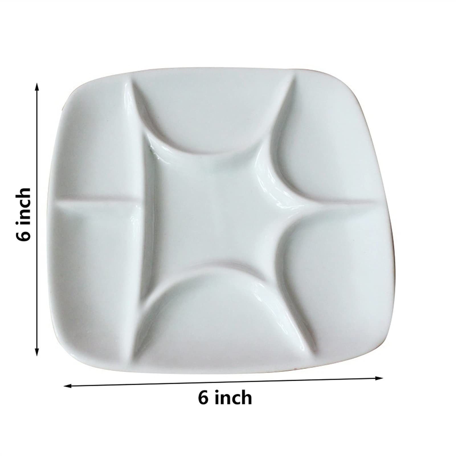 Paleta de Pintura de Artista de cerámica de 2 Piezas, Paleta de Acuarela de Porcelana, Bandeja de Mezcla de cerámica Blanca for Pintura de Acuarela Gouache, 15 cm Cuadrado
