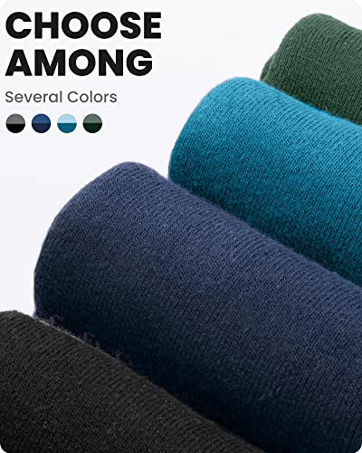 Outdoormaster Ski Socks, 2-Pair Pack Skiing And Snowboarding Thermal Socks For Men With Non-Slip Cuff Design, Geometric Patterns - Grey Blue, Large #TOP4