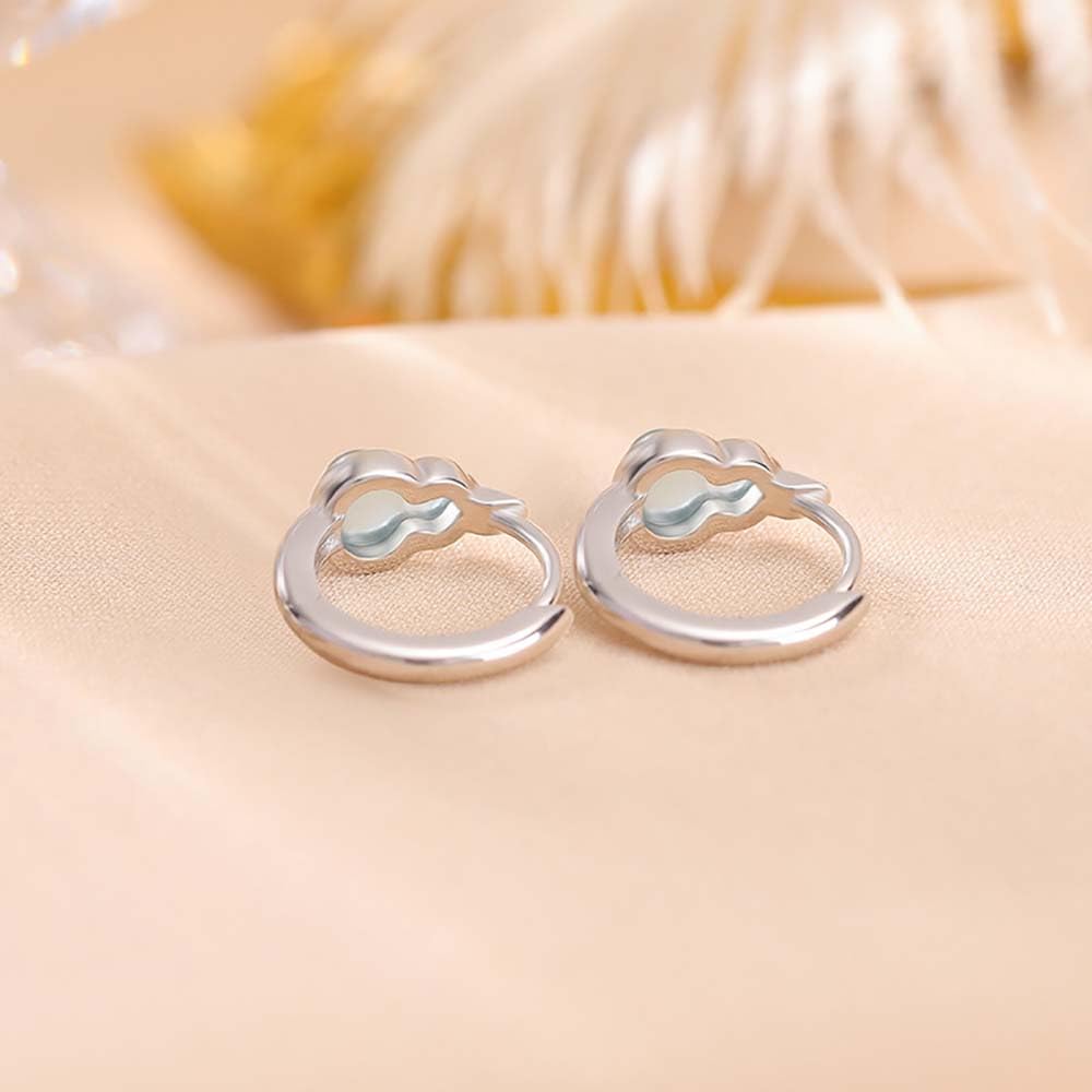 Orecchini,Orecchini pendenti,Orecchini in giada in argento sterling 925,Orecchini a clip Piccoli orecchini a cerchio Zucche Orecchini con pietre preziose for donne Uomini Regali