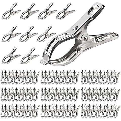 100pcs Garden Clips - 3cm Large Opening Stainless Steel Greenhouse Clips Hoops Clamps for Shade Cloth or Plant Cover Netting, Grip Strong Heavy Duty Green House Supplies Cover