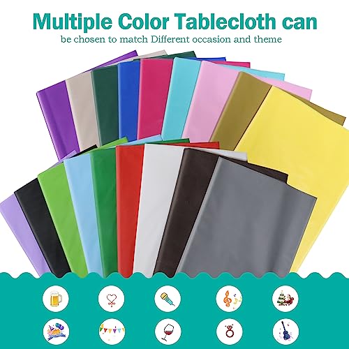 Image of tujol Yellow 6 Pack Plastic Table Cloth 54 inch x 108 inch, Disposable Tablecloths Rectangle Table Cover, Plastic Tablecloths for Parties