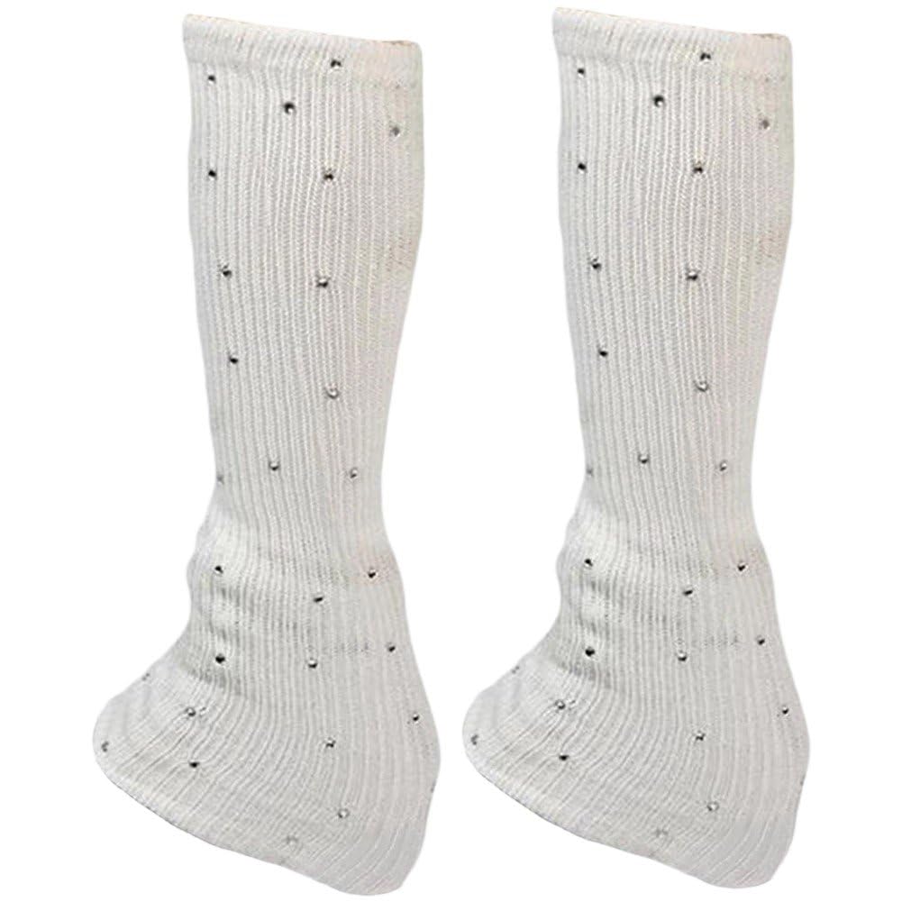 Fituenly Ice Skating Leg Warmers with Rhinestone Supplies Modern Decoration Knitting Leg Warmers Skating Socks for Parties Sports Yoga