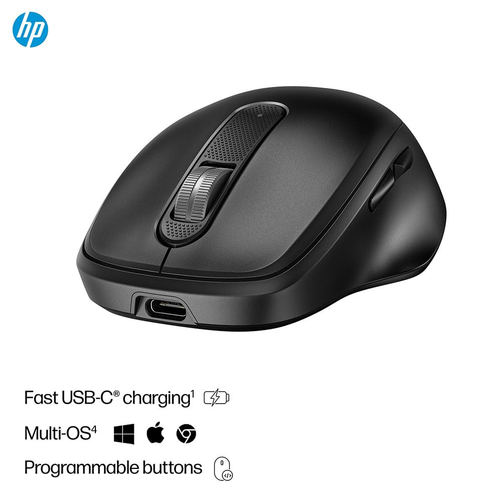 HP 515 - Maus - vollständig, ultraschnell aufladbar - 5 Tasten - kabellos - 2.4 GHz - kabelloser Empfänger (USB) - Schwarz