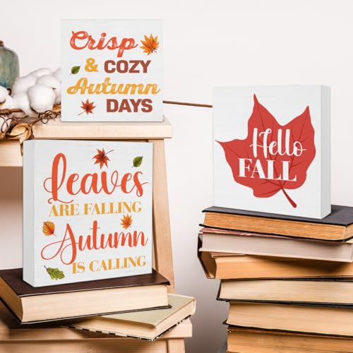 3pcsfallwoodsignsdecorautumnwoodblocksignsfarmhousehellofallleaveswoodenboxsignshomedecorationsfortieredtraydesktableshelf  Urban Country Home Decor 3 pcs fall wood signs decor autumn wood block signs farmhouse hello fall leaves wooden box signs home decorations for tiered tray desk table shelf  urban country home decor