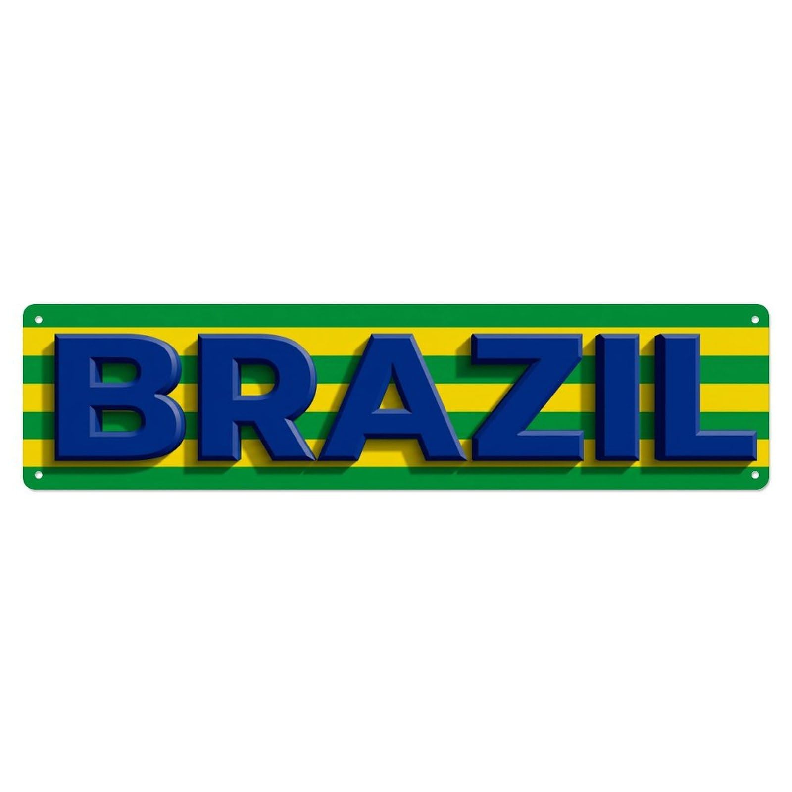 Vintage Brazil Flag Pattern Metal Tin Sign