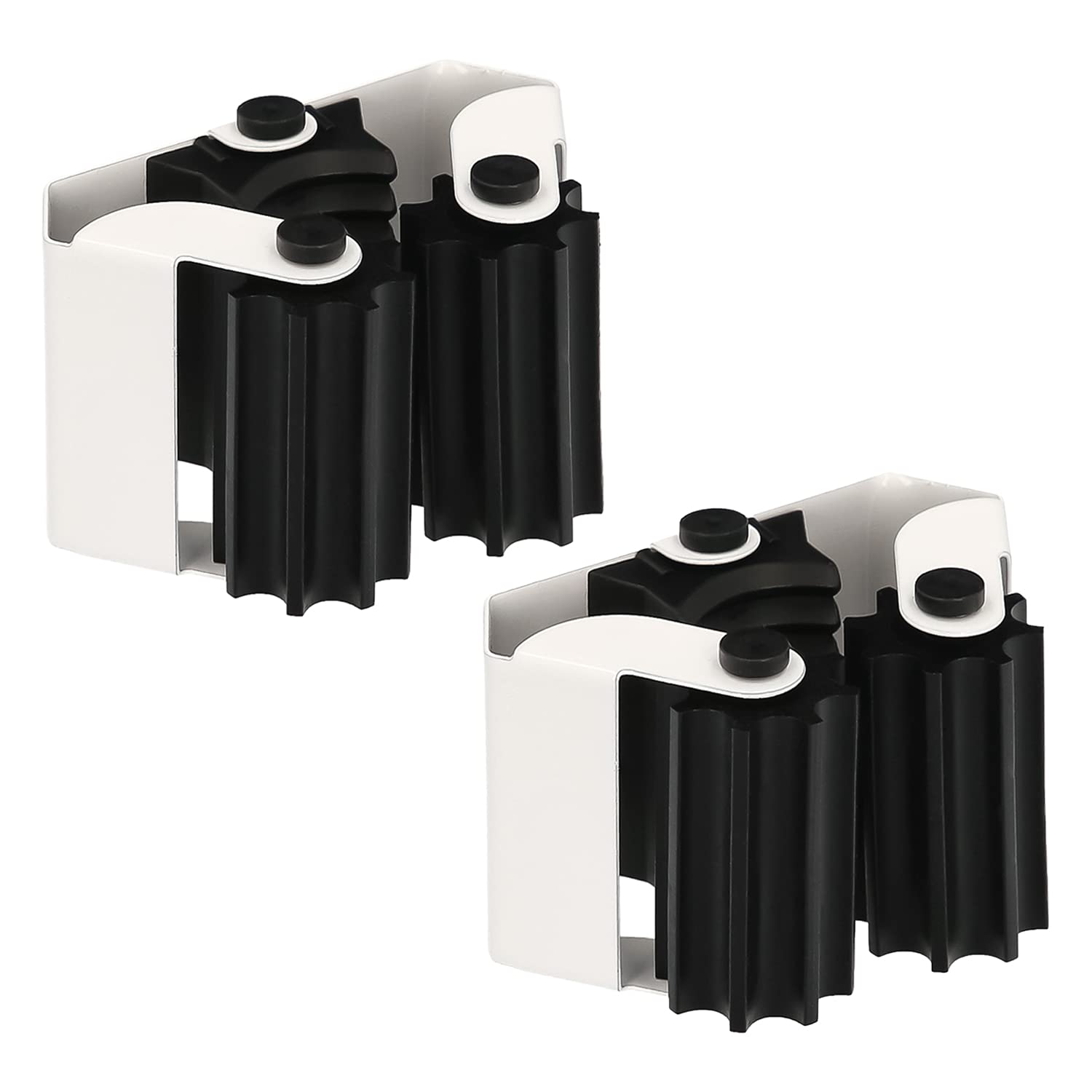 Adhesive/Screw-On Hanger for Brooms, Mops, Brushes, Dustpan (Blister Pack of 2)