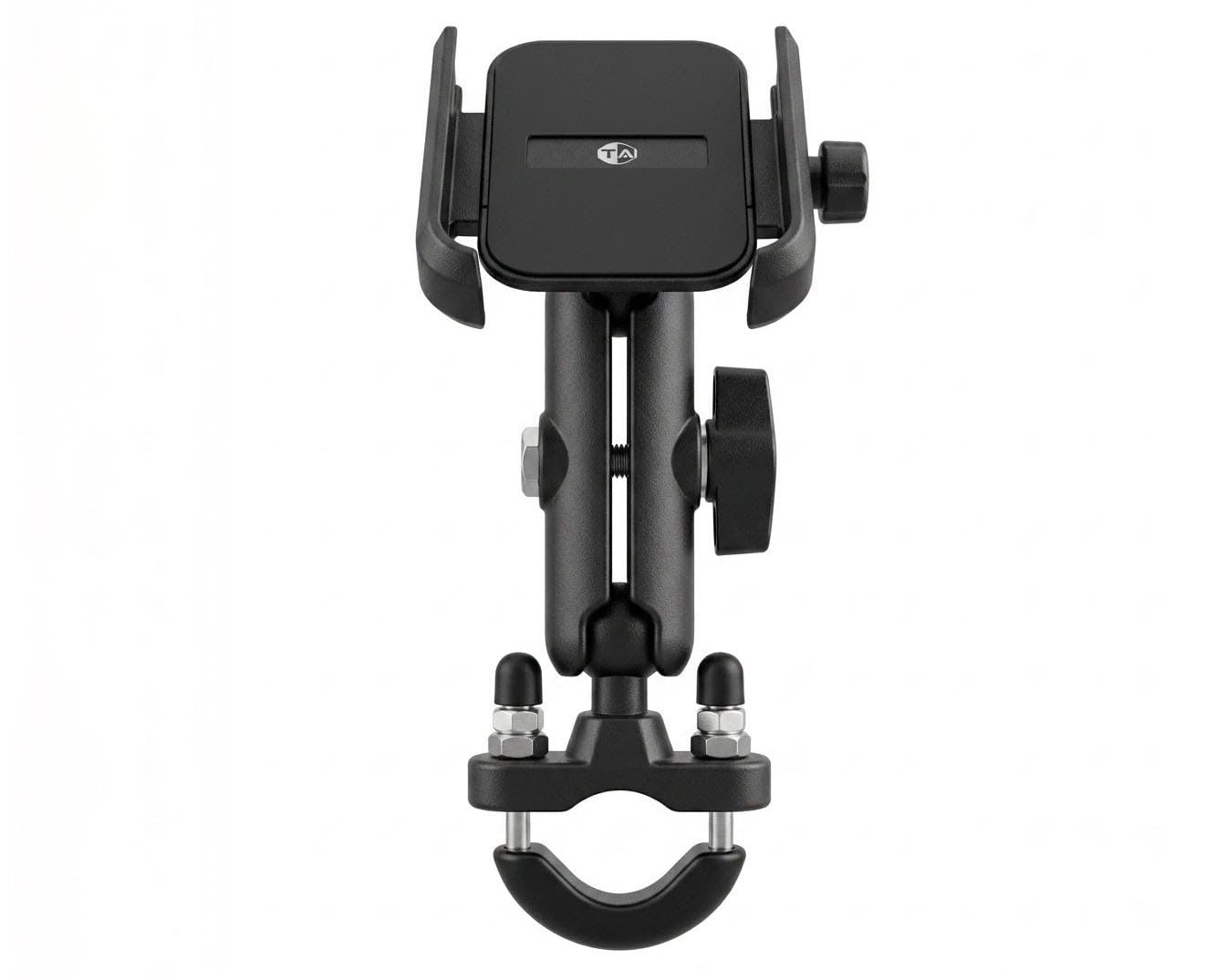 TA Heavy Duty U-Bolt Motorcycle Mobile Holder | 360° Rotatable Double Socket Arm Phone Mount for Bike & Bicycle (Black)-image-6