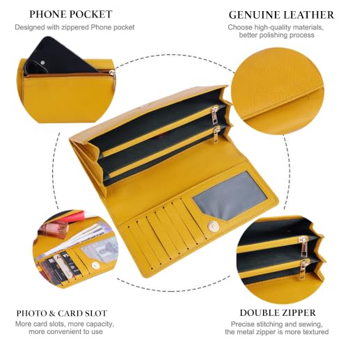 Image of Steve Jhonson Leather Wallet for Women - Mini Hand Purse with Card Holder - Women Stylish Clutch Purse - Cute Mini Ladies Wallet for Daily Use - Fancy Ladies Purse with Slim Design (Yellow)