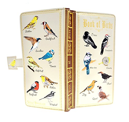Shag Wear Book of Birds Large Bird Wallet for Women and Teen Girls Vegan Faux Leather Beige 7"2