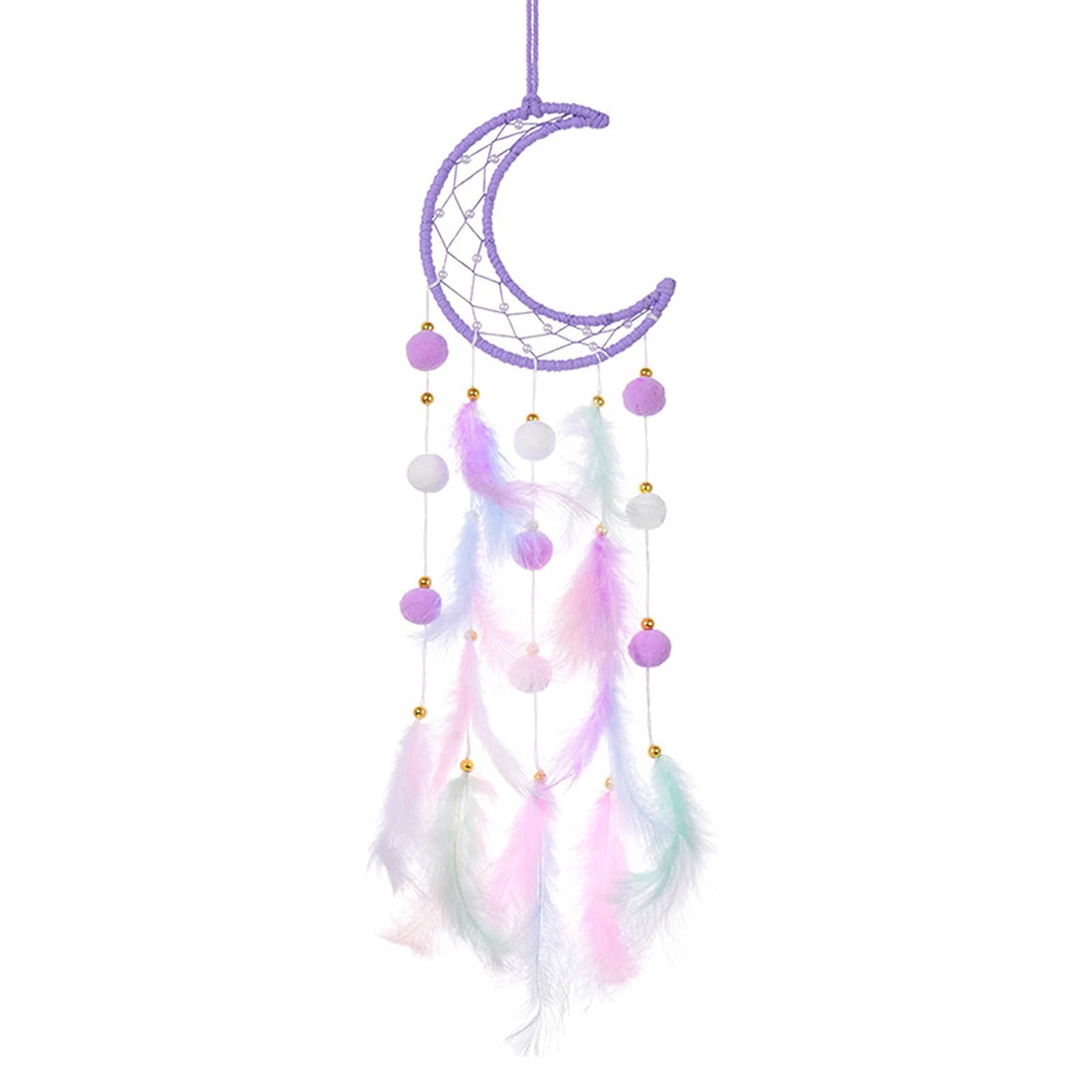 Dream Catcher for Girls,Lovely Moon Shape Dream Catcher,Handmade Boho Dreamcatcher Wall Hanging Decor for Bedroom Kids Room Party Gift, Cute Home Decoration Ornament