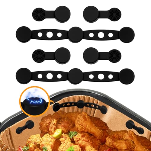 NVGVUP 2 Sets Magnetische Silikonschnallen für Heißluftfritteusen: Airfryer Backpapier Befestigungsschnalle zum Fixieren Papiereinlagen, Luftfritteuse Zubehör Verhindert das Verbrennen von Papier