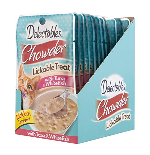Delectables Chowder Lickable Wet Cat Treats Tuna & Whitefish, 1.4 Ounce, pack of 12