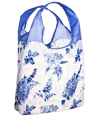 O-Witz Reusable Shopping Bag, Ripstop, Folds Into Pouch, Vintage Blue #TOP17