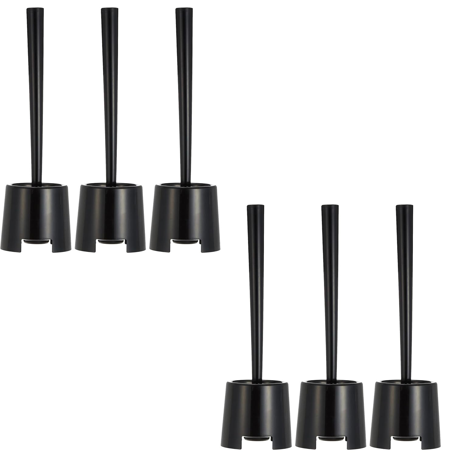 WY8 Premium Toilet Brush with Holder, Polypropylene Handle, Sleek Design for Bathroom Hygiene, 14.02 x 4.29 x 4.09 inches (6 Pcs Black)