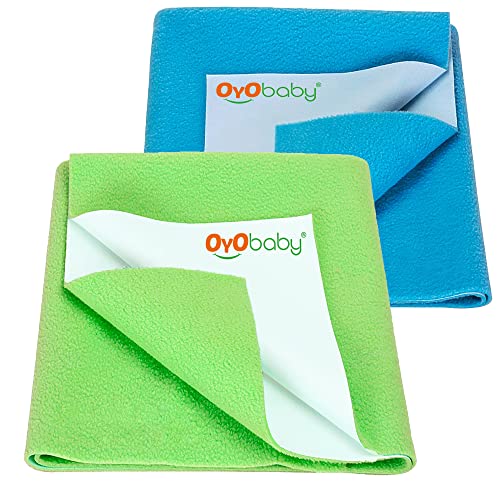Image of OYO BABY Waterproof Baby Bed Protector Dry Sheets & OYO BABY Waterproof Baby Bed Protector Dry Sheets(Light Green + Firoza),Small (70cm x 50cm)