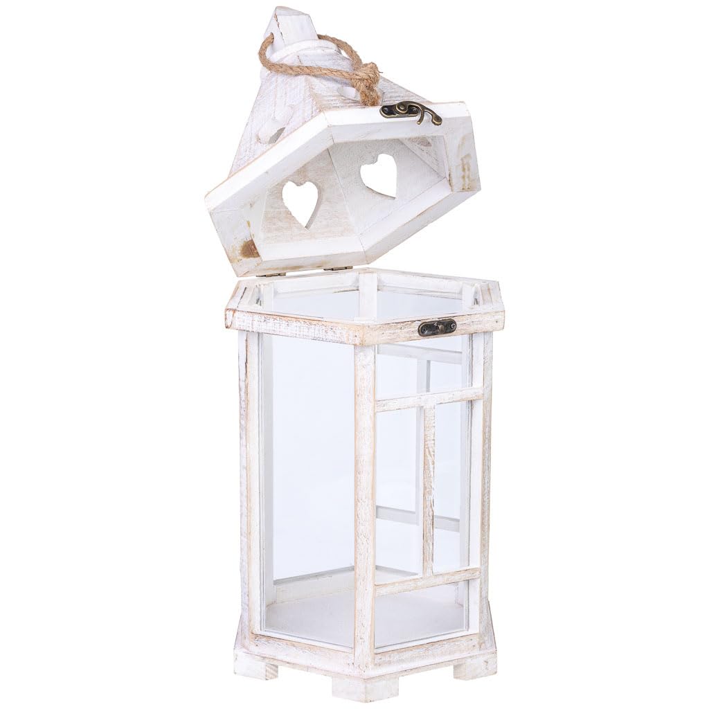 Farol portavelas de Madera 22x22x51h cm