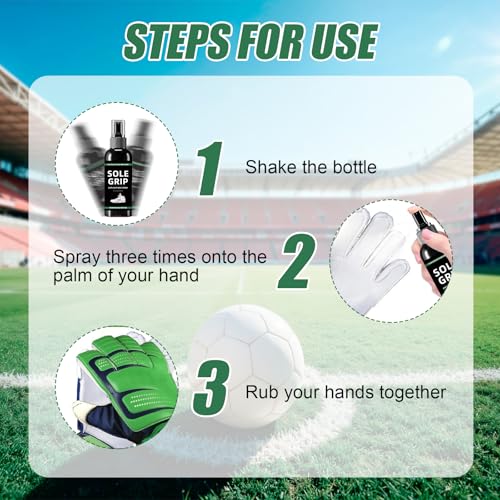 3 Flaschen Grip Spray Torwarthandschuhe Sportschuh-Griffspray Fußballtrainingszubehör zur Verbesserung der Ballkontrolle und Griffkraft für Spiele und Training (118ml)