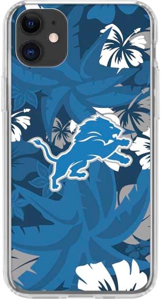 Skinit Clear Phone Case Compatible with iPhone 11 - Officially Licensed NFL Detroit Lions Tropical Print Design