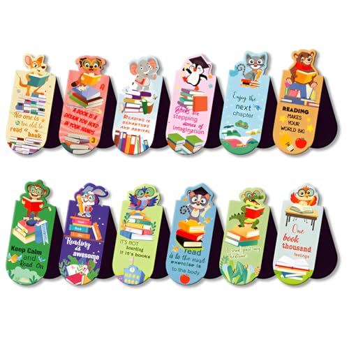 WUSJCOF 12 Unidades Magnéticos Diseño Animales en Inglés, Marcadores con Frases Inspiradoras, Original para Niños, Detalles Cumpleaños Infantiles, Regalos Despedida Estudiantes, Alumnos y Lectores WUSJCOF 12 Unidades Magnéticos Diseño Animales en Inglés, Marcadores con Frases Inspiradoras, Original para Niños, Detalles Cumpleaños Infantiles, Regalos Despedida Estudiantes, Alumnos y Lectores