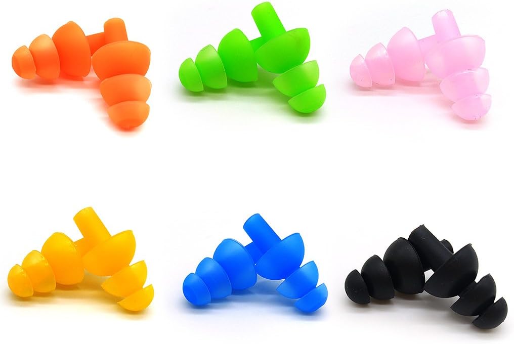 Zooshine 6 Packs Waterproof Silicone Swimming Ear Plugs for Kids Child 6 Bright Colors for Family and Friends with Case Packed