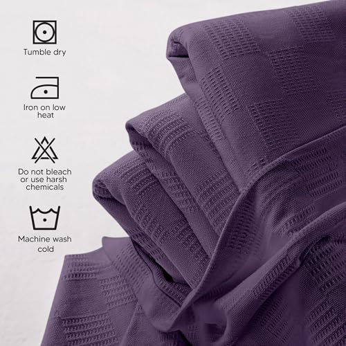 Image of Utopia Bedding 100% Cotton Thermal Blanket Plum Twin Size Soft, Lightweight, Breathable, Cozy Spring and Summer Blanket for Couch and Sofa, Home Room Decor Gifts for Women and Men (90x72 Inches)