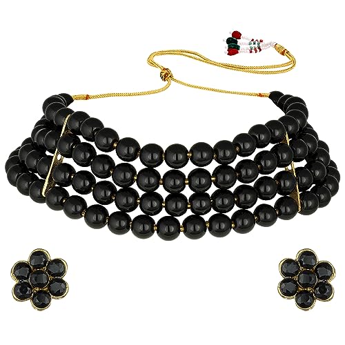 Image of Peora Traditional Maharani Haar Necklace with Earrings Bridal Jewellery Set Gift for Women